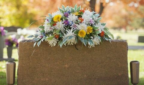 Artificial Silk Flower Arrangement Grave Memorial  Weighted pot Glued in flowers 