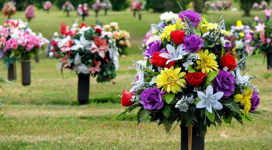 DIY cemetery flower arrangement